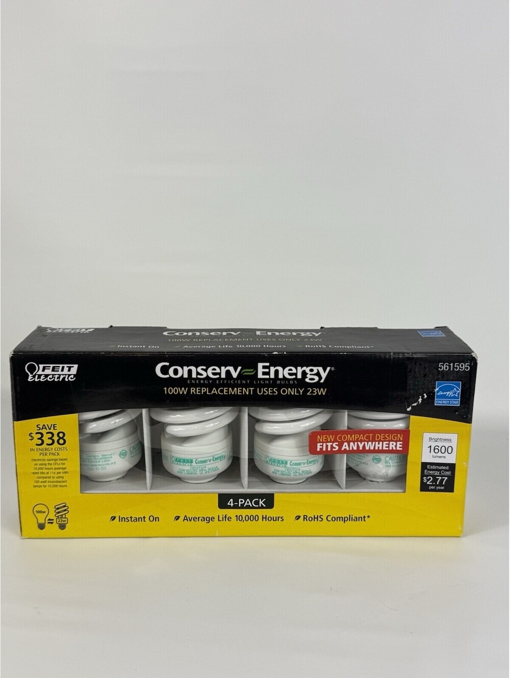 Feit Electric Conserv-energy 100w Equivalent CFL 23W Light Bulbs, 4 Count